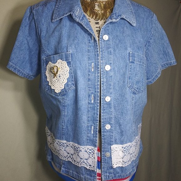 jeaniemade Jackets & Blazers - 235 Size 14 jeaniemade Short Sleeve Jean Top